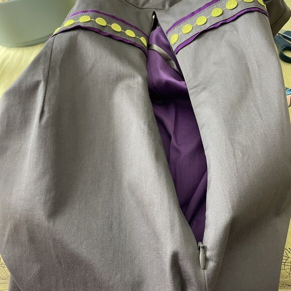 BODEN Pinafore Apron Shift Dress With Ribbon Trim Gray And Purple Size 8P - Picture 12 of 16